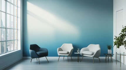 Modern living room interior design with soft color gradient.