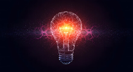 Intricate lightbulb design with glowing core and neural connections, sparking innovative ideas.