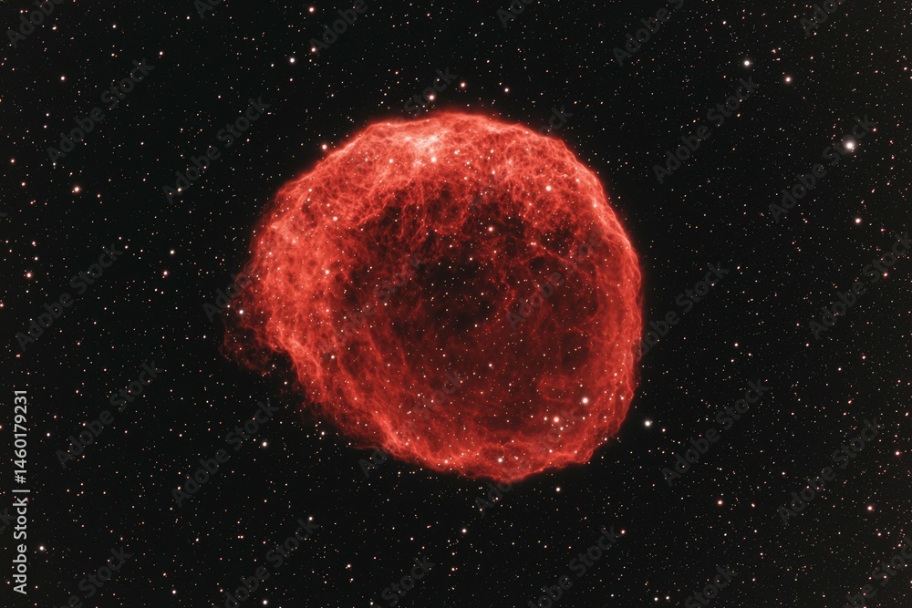 Poster red celestial object in space