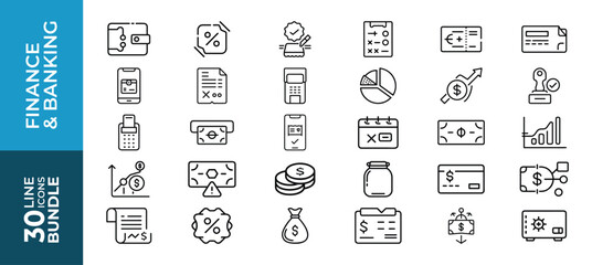 Finance and banking category icon bundle