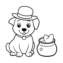 puppy tiny leprechaun hat sitting line art vector silhouette