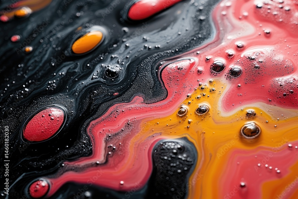 Poster abstract painting design with swirling color patterns.