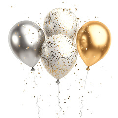 Elegant Gold Silver Balloons Celebration Confetti