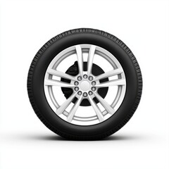 Obraz premium Modern Car Wheel with Stylish Alloy Rim and Black Tire on White Background