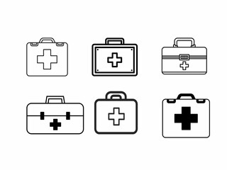 Collection of first aid kit icon isolated on white background.