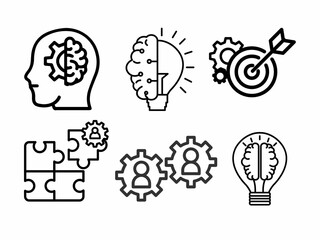 Collection of knowledge, inspiration, creative, idea, share, cognition, creativity, imagination, intellect, flexibility, acceptance, vision, tolerance vector illustration isolated on white background