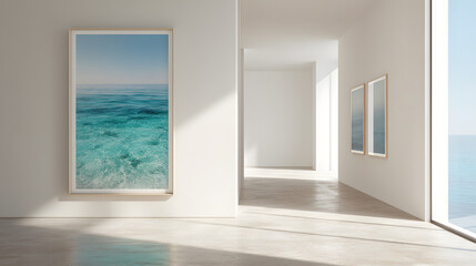 Obraz premium Serene Ocean Wall Art Minimalist Coastal Home Decor