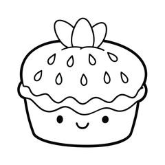 cupcake cartoon illustration line art