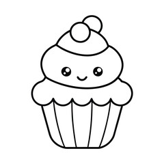 cupcake cartoon illustration line art