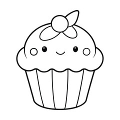 cupcake cartoon illustration line art