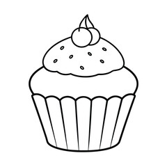 cupcake cartoon illustration line art