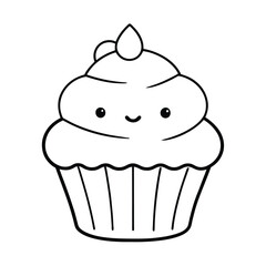 cupcake cartoon illustration line art