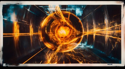 realistic photo of radioactive waves with vivid colors and sharp contrasts