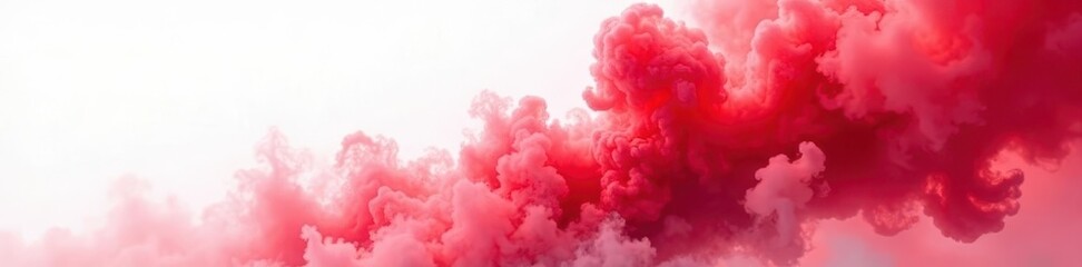 Fototapeta premium Crimson smoke plume billows, stark white backdrop , photography, intense, white