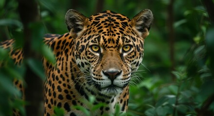 Jaguar in dense foliage
