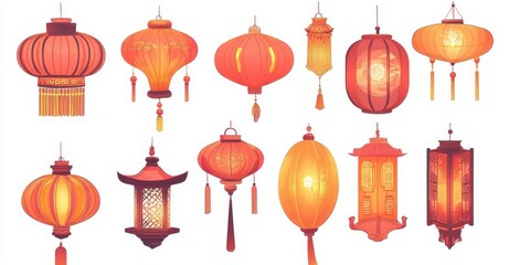 Chinese red lantern modern clipart for graphic design resources