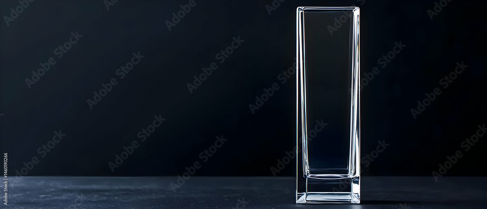 Aufkleber clear rectangular glass object on dark background