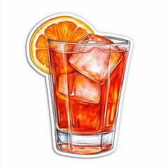 Cocktail refreshing beverage drink illustration. Watercolor martini glass of champagne with ice. red wine splash, Pina colada cocktails with garnish mint and lime poster illustration.