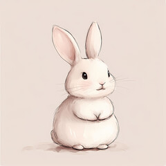Obraz premium Simple Cartoon Of A White Rabbit