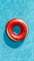 Watermelon-Shaped Float in a Bright Blue Swimming Pool
