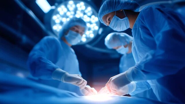 1_Surgeons performing a procedure in a busy operating theater