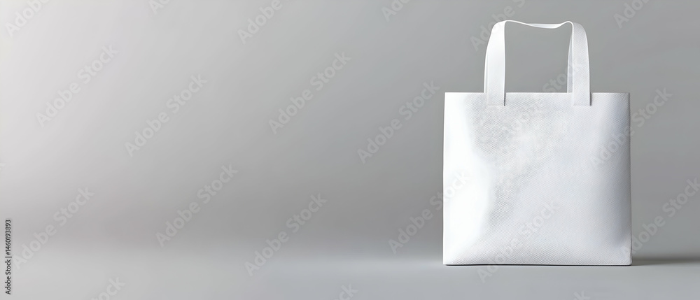 Poster white tote bag with abstract pattern on light gray background