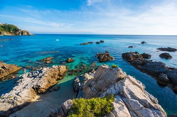 Grotticelle Beach at Capo Vaticano - paradise beach at coast of Calabria - travel destination in...