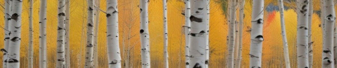 Aspen trees ablaze with autumn color, dusted with first snow , majestic, red