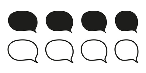 Black speech bubble icons set