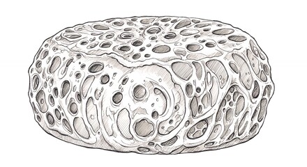 Detailed drawing of a round food item