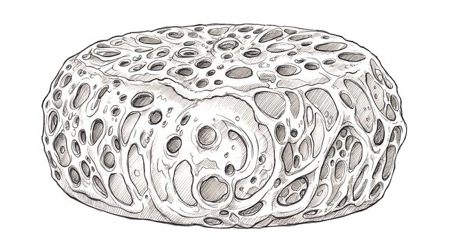 Detailed drawing of a round food item