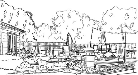 Backyard Ink Sketch