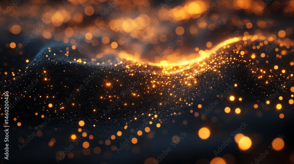 Poster abstract digital design with golden particles.
