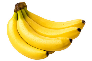 bunch of ripe yellow bananas isolated on white background