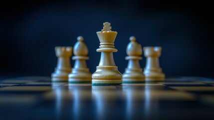Chess Queen Leads Defense, Dark Background