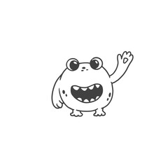 cute monster isolated on white background for coloring pages, magazines. Alien, cartoon character. Sketch, doodle. Vector illustration