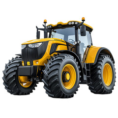 Obraz premium Powerful Yellow Tractor Large Tires Farm Machinery Agriculture Vehicle