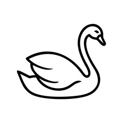 Naklejka premium Elegant swan illustration gliding on water, icon, vector 