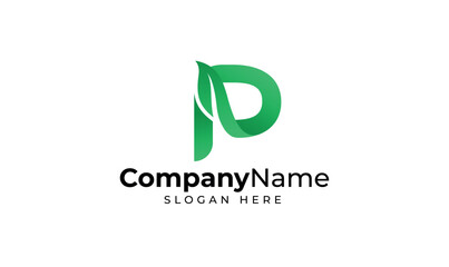 Letter P Leaf and Wellness Logo