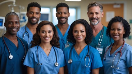 Diverse Team of Healthcare Professionals Doctors and Nurses Providing Excellent Patient Care