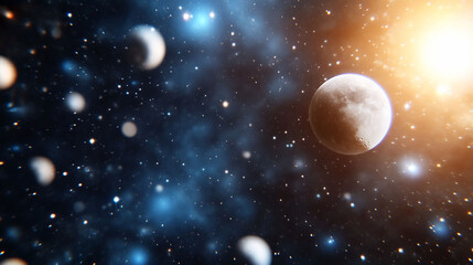 Cosmic symphony planets and stars in deep space abstract background