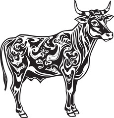 Realistic Cow Outline and Silhouette – Farm Livestock Vector Art