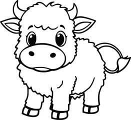 Cute Cartoon Cow Vector, Minimalist Farm Animal Illustration