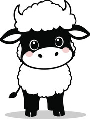Cute Cartoon Cow Vector, Minimalist Farm Animal Illustration