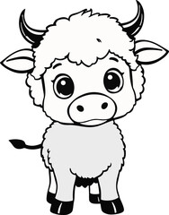 Cute Cartoon Cow Vector, Minimalist Farm Animal Illustration