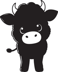 Cute Cartoon Cow Vector, Minimalist Farm Animal Illustration