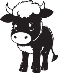 Cute Cartoon Cow Vector, Minimalist Farm Animal Illustration