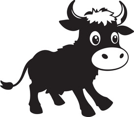 Cute Cartoon Cow Vector, Minimalist Farm Animal Illustration