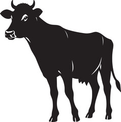 Realistic Cow Outline and Silhouette – Farm Livestock Vector Art