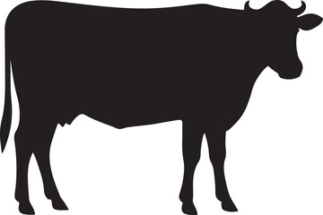 Realistic Cow Outline and Silhouette – Farm Livestock Vector Art